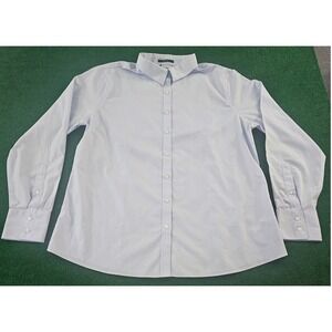 Lands End Womens Light Blue Button Down Shirt Long Sleeve Classic Fit Size 16